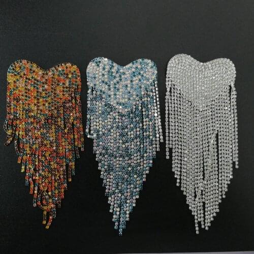 Retro Heart Beaded Tassels Shoulder Strap Epaulettes Stage Sew on Clothes Applique Punk Shoulder Patches Appliques Accessories