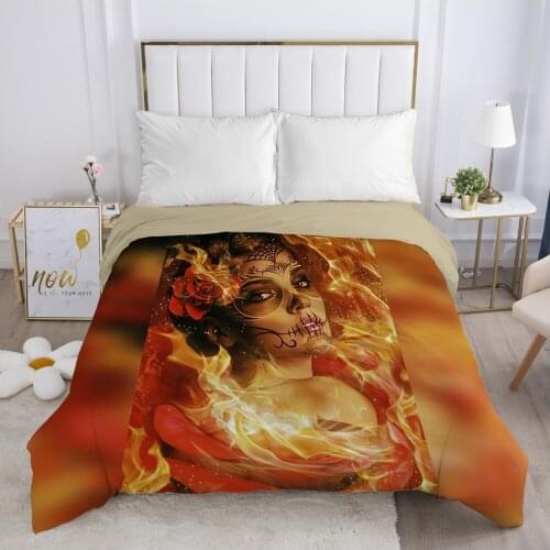 Skull Woman lady Duvet cover Quilt/Blanket/Comfortable Case 140x200 240x220 240x260 Queen King Single Bedding for Home fire