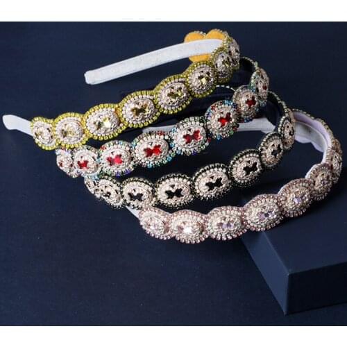 Baroque Headbands Colorful Crystal Inlaid Rhinestone Particle Hairband Gold Thread Personality Ladies Gifts Hair Accessories