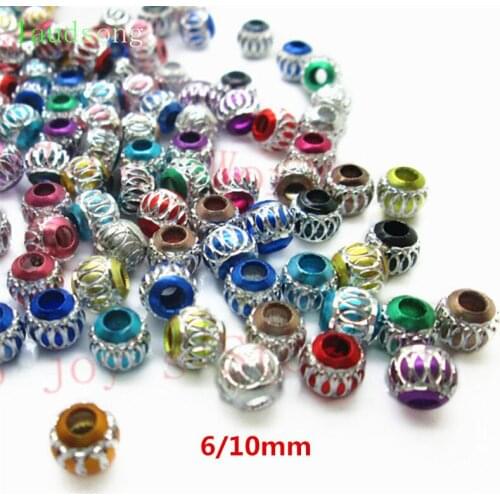 Carved Crown Pattern 6/10MM Aluminium Scrub Spacer Beads Fit Charm Bracelet Beads For Jewelry Making