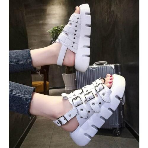 Sports Sandals Womens Summer European Hot Style 2021 New Rivet Platform Sandals Thick-Soled Casual Flat Sandals