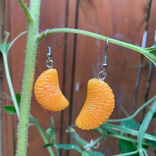 Juicy Orange Segment Earrings, Miniature Food, Unique Funky