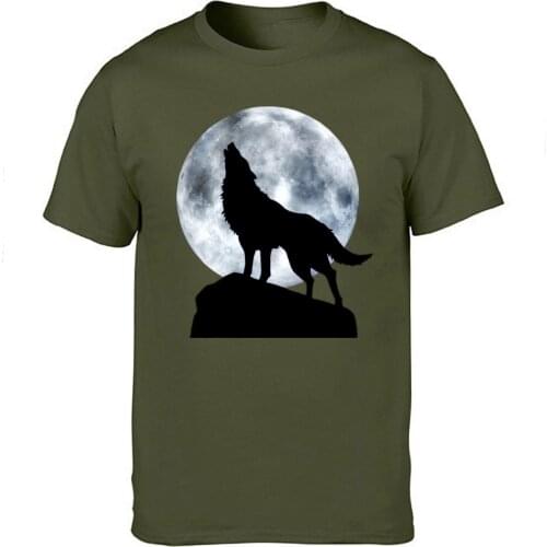 Wolf Moon Tshirt Men T Shirt AnimalTshirts 2019 Summer Cotton Short Sleeve Black White T-Shirt Tees Graphics Design Tops Mens
