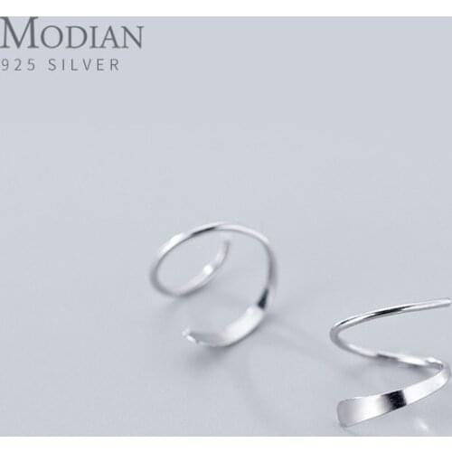 Modian Authentic 925 Sterling Silver Geometric Wave Shape Stud Earring for Women Korea Style Ear Pin Fine Jewelry Accessories