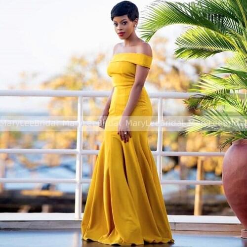 Off The Shoulder Mermaid Formal Evening Dress Mustard Yellow Off The Shoulder Robe De Soiree Long Prom Dresses Party For Women