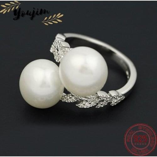 New style zircon 925 silver double pearl swallow tail ring women luxury fashion gift Monaco exquisite jewelry