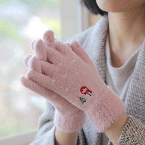 Winter Women Keep Warm Touch Screen Plus Velvet Inside Thicken Cycling Fashion Cute Lovely Soft Elasticity Cashmere Gloves