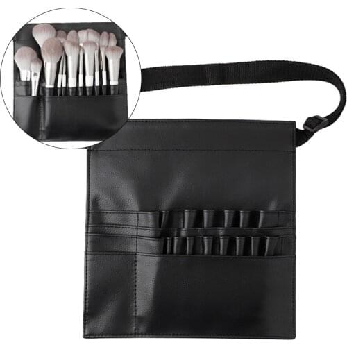 1Pcs Black Two Arrays Makeup Brush Holder Stand Pockets Strap Belt Waist Bag Salon Makeup Artist Cosmetic Brush Organizer