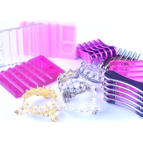 1Pcs Metal Crown Acrylic Crystal 3 Colors Optional Nail Art Brush Holder Display Stand Rest Tools for 5pcs UV Gel Brush Pen