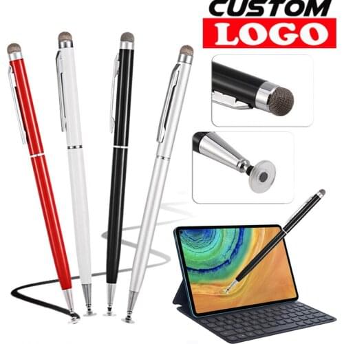 100Pcs/Lot Metal Capactive Stylus Pen With Clip Touch Screen For Iphone 1213 Android Drawing Xiaomi Huawei Tablet PC Custom Logo