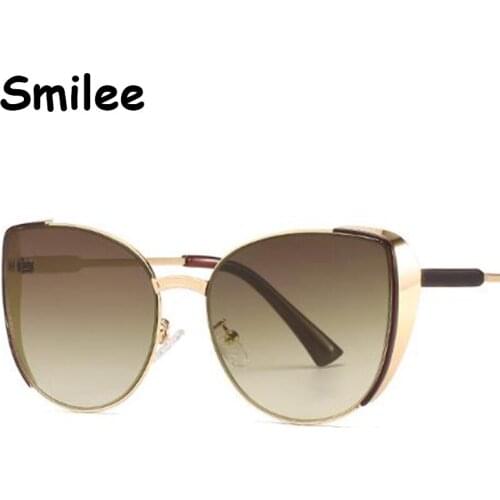 2020 New Style Large Sunglasses European American ThicK Alloy Frame Ladies Sun Glasses UV400 Vintage Cat Eye Goggles 8 Colors