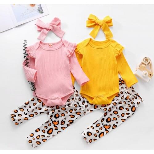 2021 Baby Print Fashion 3 Pcs Set Floral Outfit Set Unisex Full Sleeve Pullover Clothes Toddler Kids Girl Clothing 0-24 Months