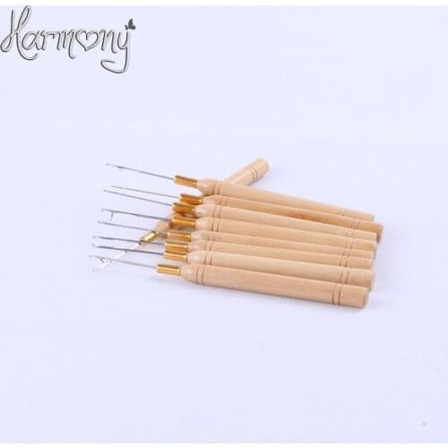 5pcs hair wood crochet needle Indian brazilian keration loop extension knitting hook needles styling tools free shipping