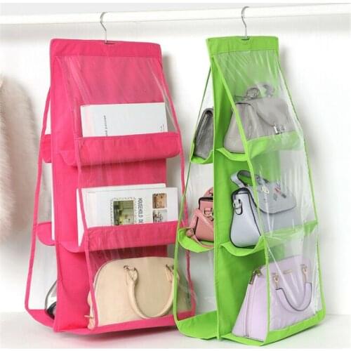 6-Layer Pocket Double-Sided Door Hanging Storage Bag Convenient Wall Hanging Purse Tote Bag Storage Organizer Hanger Pocket