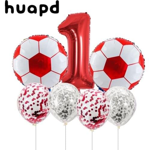 7pcs football theme round football balloon confetti latex helium balloon sports party boy birthday party ball decoration