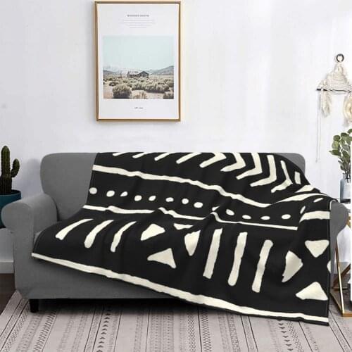 African Mud Cloth Black And White Throw Blanket Cover Bed Cozy Blankets Sofa Blanket Double Plush Fluffy