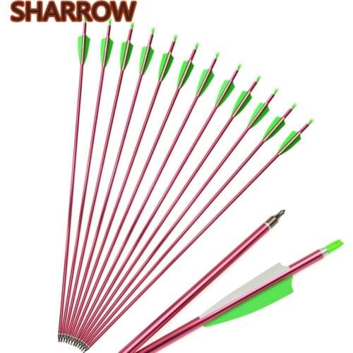 6/12Pcs 30" Archery Aluminum Arrows Spine 500 Nocks Screw Points Tips With Broadhead For Outdoor Shooting Target Accessories