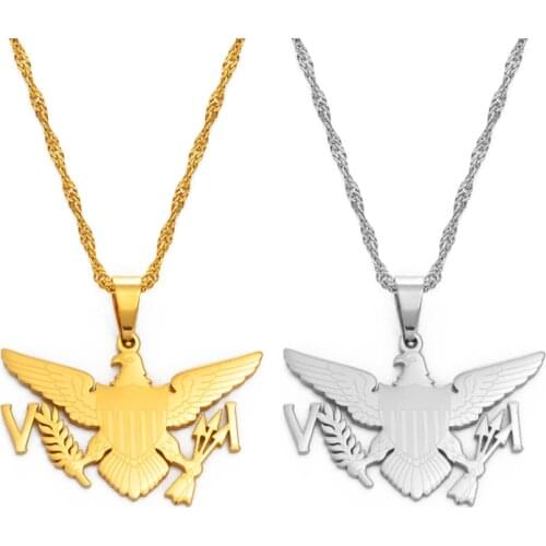 Anniyo The United States Virgin Islands Flag Pendant Necklaces for Women Girls US VI Virgin Jewelry Gifts #165021