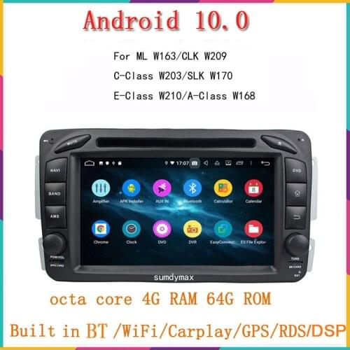 2din 7" android 10.0 car dvd player for Mercedes benz W163 W209 W203 SLK W170 E-Class W210 A-Class W168 Vaneo viano vito car gps