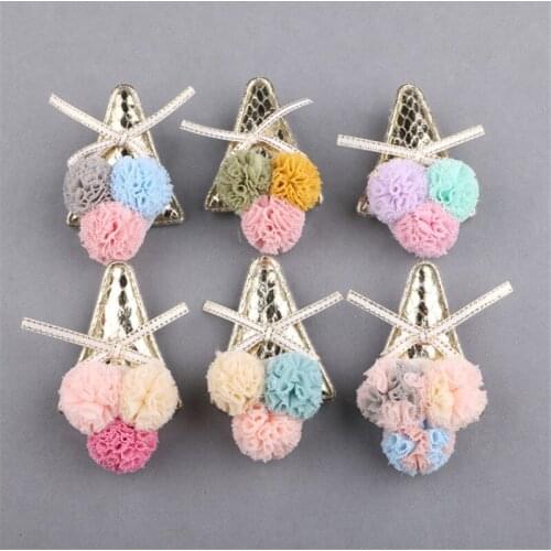 Free Shipping 6pcs/Lot Round Chiffon Balls Thread Ribbon Decorated Kawaii Ice Cream Patch Stickers Fit Ornament Accessory
