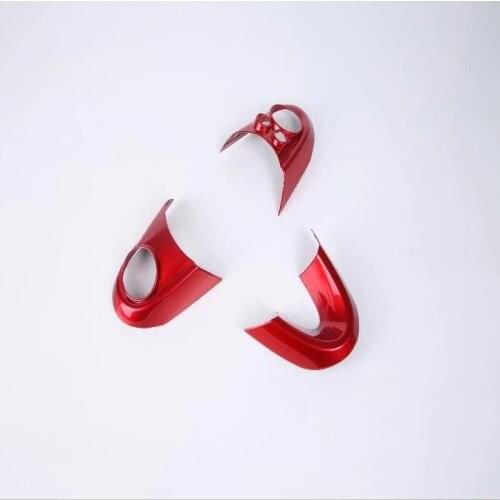 Free Shipping For Mini Cooper 2018 3PCS Luxurious Red ABS Chrome Interior Mouldings Steering Wheel Cover Trim Car Styling