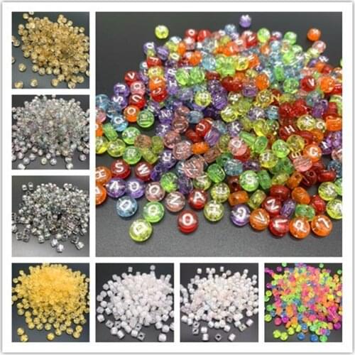 Wholesale 100pcs 7mm Letter Beads Colorful Mix Oval Shape 26 Alphabet Charms DIY Beads For Bracelet Necklace Jewelry Making