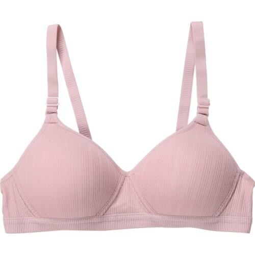 Fashion Women Solid Color Seamless Smooth Bra Cotton Thin Section Without Steel Ring One-piece Gathered Bra