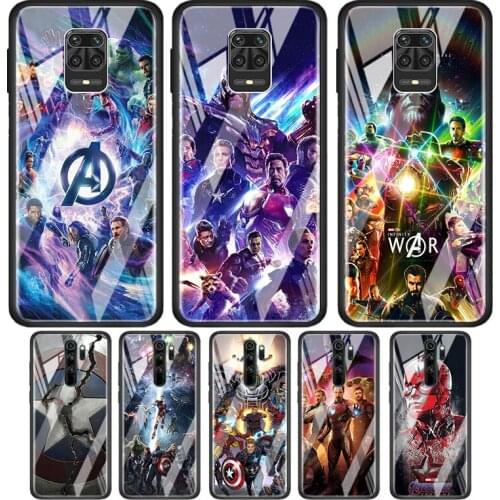 Avenger Marvel Superhero Tempered Glass Cover For Xiaomi Redmi Note 10 10S 9 9T 9S 8T 8 9A 9C 8A 7 Pro Max Phone Case