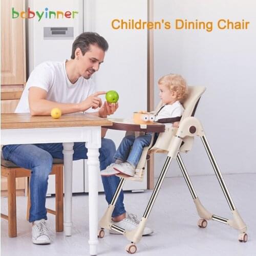 Baby Inner Adjustable Baby Dining Chair Folding Booster Seat Portable High Feeding Lunch Chair Removable Highchair with Wheels