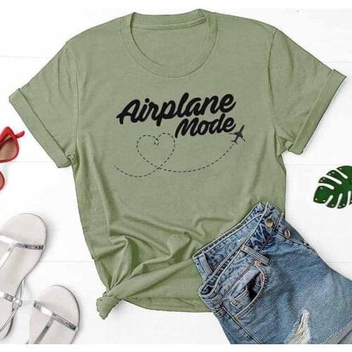 Airplane Mode T-Shirt Casual Summer Graphic Wanderlust Travel Vacay Tee Cotton Tumblr Funny Grunge Mode Tops art Camisetas
