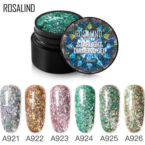 ROSALIND 5ML Starlight Diamond Gel Nail Polish Nail Art For Manicure Colors Primer Base Set Gel Semi Permanent Hybrid Varnish