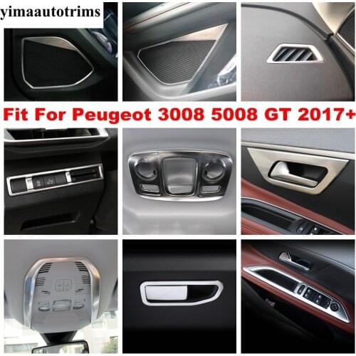 Stainless Steel Interior For Peugeot 3008 5008 GT 2017 - 2021 Door Speaker / Window Lift Button / Head Light Button Cover Trim
