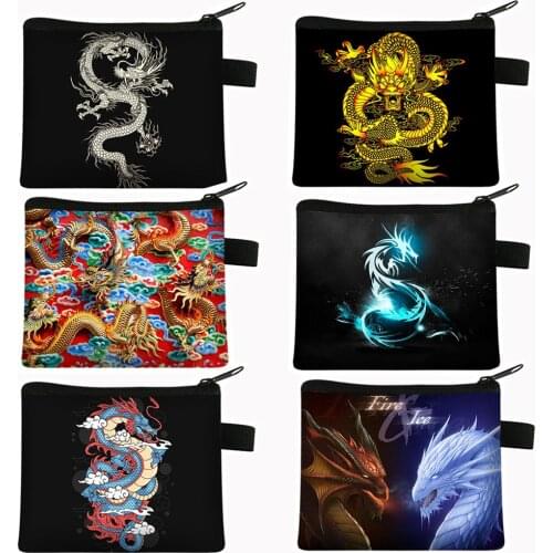 Asian Magic Dragon Coin Purse Teenager Boys Girls Wallet Harajuku Purses Women Hip Hop Money Bags Mini Handbag Keys Card Holder