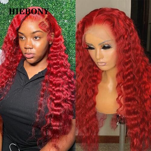 Red Body Wave Lace Front Human Hair Wigs with Baby Hair Brazilian Hair 13x6 Red Color Body Wave Lace Front Wigs Bleached Knots