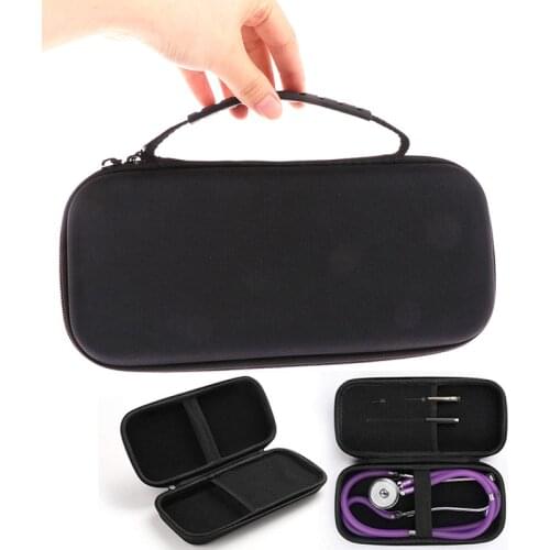 Medical Organizer Phonendoscope Case Black Portable Stethoscope Case Storage Box EVA Hard Shell Carrying Travel Protective Bag