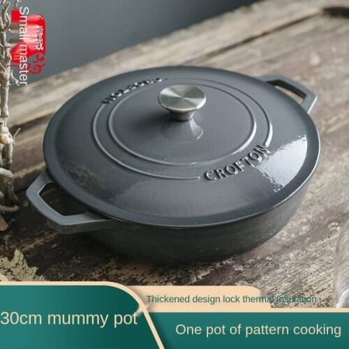 Iron Enamel Pot Stew Pot Soup Pot 30cm Mummy Pot Multi-Functional Stew Thermal Casserole Household Non-Stick Soup Pot