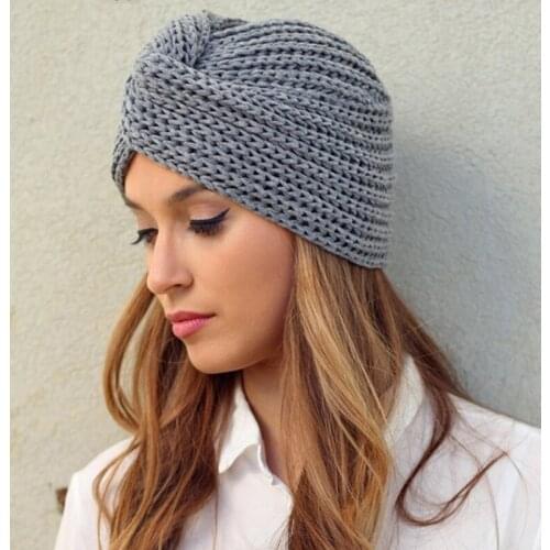 Muslim Inner Caps Bohemia Turban Cashmere Cross Wrap Head Indian Hat Wool Knitting Hijab Bonnet Turbante Cap Ready To Wear