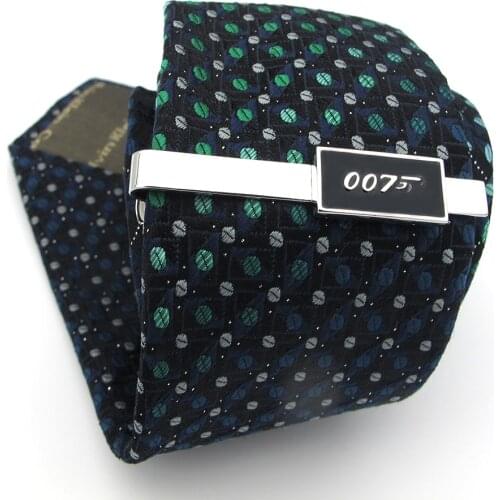 Mens 007 James Bond Tie Pins Brass Material Black Color Film Design Tie Clips