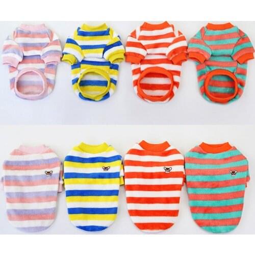 Soft Comfortable Flannel Dog Clothes Pet Vest Shirt Durable Pet Clothing Simple Stripe Dog Short Sleeve Pet Supplies Accessory