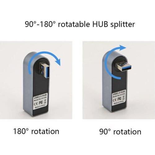2021 New Aluminum Alloy Mini 3 Port USB 3.0 Hub Rotary USB Splitter Adapter for PC Laptop