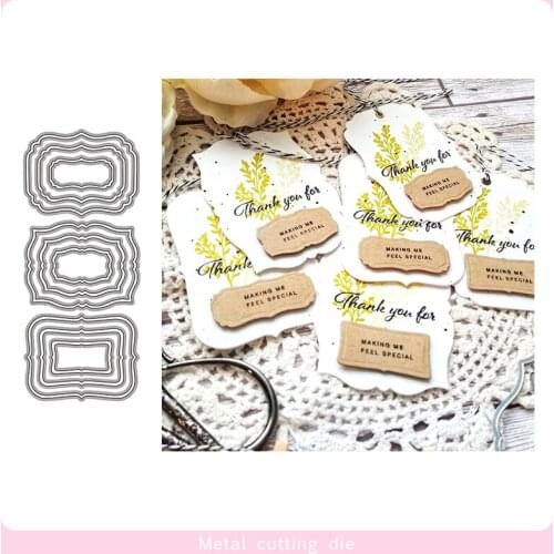 New Dies For 3Pcs multi-layer label frame Metal Cutting Dies Embossing Scrapbooking Stencil Craft Cut Dies For DIY Card Handmade
