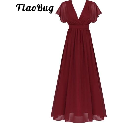 Sexy Deep V Neck Womens Summer Dress Chffion Open Back Short Ruffle Mesh Sleeve Bridesmaid Dresses vestidos Wedding Party Gowns