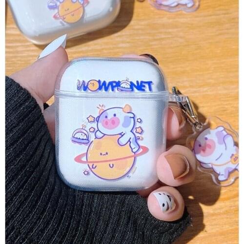 For AirPod 1 2 3 Case Cow Transparent Clear Cute Cartoon Soft Silicone Cases for Apple Airpods Pro Cover Funda Keychain
