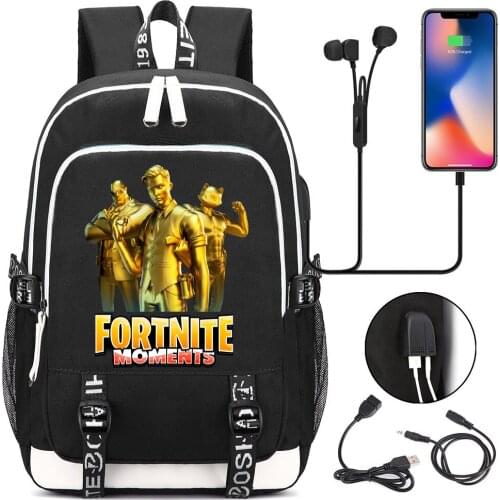 FORTNITE Backpack Women Men School Bags For Teenagers USB Charge Boys Girls Laptop Backpacks For Men