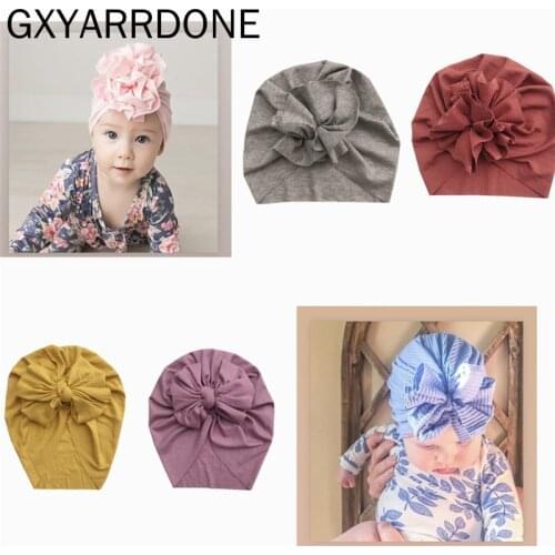 2020 Summer Newest Baby Turban Super Stretchy Elastic Thin Newborn Baby Girl Hat Toddler Flower Bow Caps Infant Beanie Hats