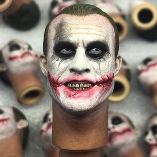 1/6 scale robber joker head sculpture Heath Ledger head sculpture model laughter fit 12 inch action figure