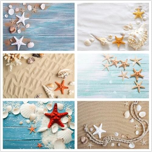Avezano Background For Photography Sea Beach Starfish Shell Wood Board Baby Birthday Vinyl Backdrop For Photo Studio Photophone