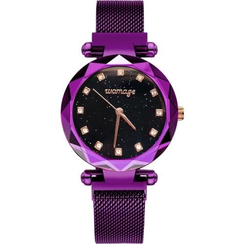 Womage Luxury Full Mesh Steel Mesh Bracelet Watches For Women Crystal Analog Quartz Wristwatches Ladies Sports Dress Clock