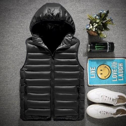 YuWaiJiaRen Winter Warm Cotton Down Vest Men Fashion Casual Thin Sleeveless Hoodie Male Waistcoats Airsoft Colete