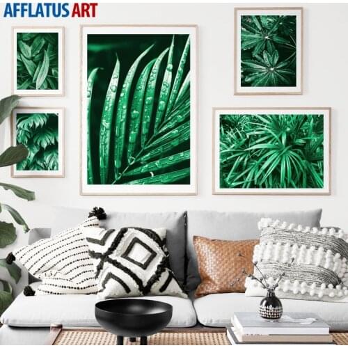 Green Plant Palm Monstera Big Leaf Wall Art Canvas Painting Nordic Posters And Prints Wall Pictures For Living Room Home Decor